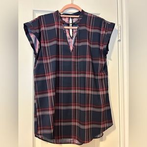 Express Blouse - Navy Blue Maroon White